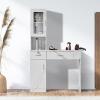 imageVEVOR Salon Station Wall Mount Barber Salon Station for Hair Stylist Beauty Spa Furniture Set 1 Storage Cabinet 3 Cubbies and 2 DrawersOne Lockable WhiteWhite