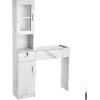 imageVEVOR Salon Station Wall Mount Barber Salon Station for Hair Stylist Beauty Spa Furniture Set 1 Storage Cabinet 3 Cubbies and 2 DrawersOne Lockable WhiteWhite