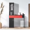 imageVEVOR Salon Station Wall Mount Barber Salon Station for Hair Stylist Beauty Spa Furniture Set 1 Storage Cabinet 3 Cubbies and 2 DrawersOne Lockable WhiteRed
