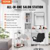 imageVEVOR Salon Station Wall Mount Barber Salon Station for Hair Stylist Beauty Spa Furniture Set 1 Storage Cabinet 3 Cubbies and 2 DrawersOne Lockable WhiteWhite