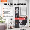 imageVEVOR Salon Station Wall Mount Barber Salon Station for Hair Stylist Beauty Spa Furniture Set 1 Storage Cabinet 3 Cubbies and 2 DrawersOne Lockable WhiteRed