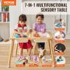 imageVEVOR Sensory Table and Chairs Set Toddlers Activity Table with 2 Stools 2 Storage Bins ampamp Paper Roll Holder IndoorOutdoor Play Sand and Water Table Wooden Kids Sensory Table  Gift for Boys Girls
