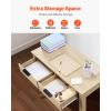 imageVEVOR Small Desk with Drawers Kids Desk for Bedroom Wooden Simple Study Table for Drawing Reading Writing Rectangle MDF Furniture Study Storage Table for Home Office White  Wood3425D x 1555W x 2957H