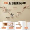 imageVEVOR Wall Mounted Cat Shelves Perches with Jumping Boards Hammock Sofa Cat Furniture and Shelves up to 40 lbs for Sleeping Playing Climbing Set of 6Free