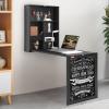 imageVEVOR Wall Mounted Desk Fold Out Convertible Desk MultiFunction Folding Wall Table with Chalkboard for Home Office Space Saving Computer Table with Storage Area