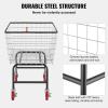 imageVEVOR Wire Laundry Cart 28Bushel Wire Laundry Basket with Wheels 267x217x264 Commercial Basket Cart Steel Frame with Chrome Finish 4quot Casters38 Bushel325x213x299