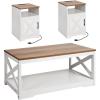 imageVEVOR 4 Pieces Farmhouse Coffee Table Sets 40 Inch Coffee Table with 2 End Tables and 66 in TV Stand Easy Assembly Living Room Tables Sets with Charging Station for Office Living Room ampamp Apartment3 Pieces