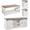 imageVEVOR 4 Pieces Farmhouse Coffee Table Sets 40 Inch Coffee Table with 2 End Tables and 66 in TV Stand Easy Assembly Living Room Tables Sets with Charging Station for Office Living Room ampamp Apartment4 Pieces