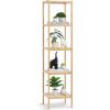 imageVEVOR 4Tier Bamboo Ladder Shelf Trapezoid Open Bookcase Display Storage Rack Organizer Freestanding Flower Plant Stand Ladder Bookshelf Ideal for Bathroom Bedroom Office Study Natural5Tier