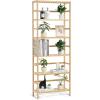 imageVEVOR 4Tier Bamboo Ladder Shelf Trapezoid Open Bookcase Display Storage Rack Organizer Freestanding Flower Plant Stand Ladder Bookshelf Ideal for Bathroom Bedroom Office Study Natural6Tier