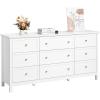 imageVEVOR 6 Drawer Dresser Wooden Chest of Drawers with Sliding and Antitip Device Retro Minimalist Dresser Chest Closet Storage TV Stand Organizer for Living Room Hallway Bedroom Entryway White591D x 157W x 311H 7 Drawers