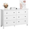 imageVEVOR 6 Drawer Dresser Wooden Chest of Drawers with Sliding and Antitip Device Retro Minimalist Dresser Chest Closet Storage TV Stand Organizer for Living Room Hallway Bedroom Entryway White472D x 157W x 311H 6 Drawers