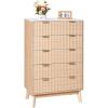 imageVEVOR Fluted 6 Drawer Dresser 54quot Wide Chest of Drawers with Faux Marble Top Modern Dresser TV Stand Wooden Closet Clothes Storage Organizer for Bedroom Living Room Hallway Entryway Natural Oak295D x 157W x 48H 7 Drawers