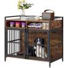 imageVEVOR Furniture Style Dog Crate with Storage 41 inch Dog Crate Furniture Large Breed with Double Doors Wooden Dog Cage for LargeMedium Dog Indoor Hold up to 70 lbs Rustic Brown410L x 236W x 362H