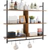 imageVEVOR Industrial Pipe Shelf 2 Tier 24x787in WallMount Floating Rustic Wood Shelves Bracket Display Bookshelf Storage Rack Sundries Holder for Kitchen Bedroom Bathroom Living Room Black3 Tier 415x984in