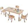 imageVEVOR Kids Table and Chairs Toddler Table and Chair Set Children Wooden MultiActivity Table for Play Art Craft Reading Learning Eating 1 Table and 2 ChairsKids Adjustable Table