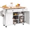 imageVEVOR Kitchen Island Cart 32quot Mobile Carts with Storage Cabinet Rolling Table with Power Outlet Spice Rack Towel Bar Adjustable Shelf Drawer Dining Living Room Portable Islands on Wheels White5197D x 2945W x 3528H
