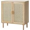 imageVEVOR Rattan Cabinet Buffet Cabinet with 2 Magnetic Doors and Adjustable Shelves Sideboard Buffet for Hallway Entryway Living Room or Kitchen NaturalNatural