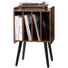imageVEVOR Record Player Stand 2 Tiers Turntable Stand with 4 Cabinets Holds up to 100 Albums Wooden Vinyl Record Storage Cabinet with Display Shelf for Bedroom Living Room Brown