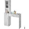 imageVEVOR Salon Station Wall Mount Barber Salon Station for Hair Stylist Beauty Spa Furniture Set 1 Storage Cabinet 3 Cubbies and 2 DrawersOne Lockable WhiteWhite