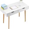 imageVEVOR Small Desk with Drawers Kids Desk for Bedroom Wooden Simple Study Table for Drawing Reading Writing Rectangle MDF Furniture Study Storage Table for Home Office White  Wood3898D x 2008W x 3012H