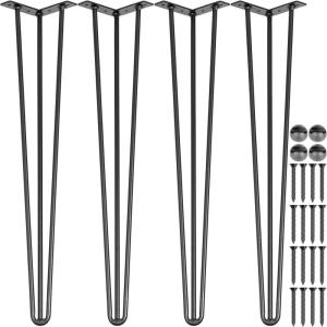 imageHappybuy Hairpin Table Legs 24quot Black Set of 4 Desk Legs 880lbs Load Capacity Each 220lbs Hairpin Desk Legs 3 Rods for Bench Desk Dining End Table Chairs Carbon Steel DIY Heavy Duty Furniture Legs18 Inch