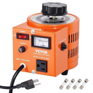imageVEVOR Auto Variable Voltage Transformer 500VA 384 Amp 110V Input 0130V Output AC Voltage Regulator with LCD Display 4 Extra Fuses Thermal Control Switch for Home Industrial OfficePointer Dials