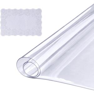 imageVEVOR Clear Table Cover Protector 48 inch1230 mm Round Table Cover 15 mm Thick PVC Plastic Tablecloth Waterproof Desktop Protector for Writing Desk Coffee Table Dining Room Table48 x 24 Rectangular