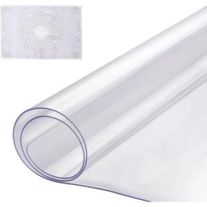 imageVEVOR Clear Table Cover Protector 48 inch1230 mm Round Table Cover 15 mm Thick PVC Plastic Tablecloth Waterproof Desktop Protector for Writing Desk Coffee Table Dining Room Table32 x 16 Rectangular