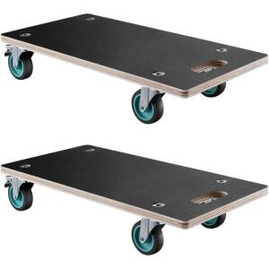 imageVEVOR Furniture Dolly 551 lbs Load Capacity Furniture Moving Dollies with 4 TPR Silent Wheels Rectangle Multifunctional Flat Dolly for Piano Furniture Couch Washing Machine Fridge 2 Pack Black226in x 114in