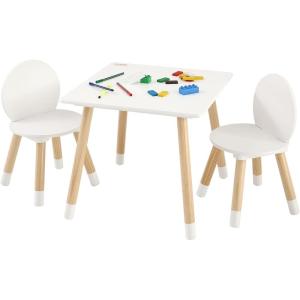 imageVEVOR Kids Table and Chairs Toddler Table and Chair Set Children Wooden MultiActivity Table for Play Art Craft Reading Learning Eating 1 Table and 2 ChairsKids Square Table and Chairs