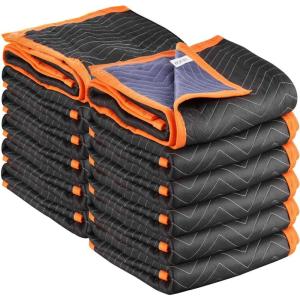 imageVEVOR Moving Blankets 6 Pcs 72 x 40 in 26 lbsdz Large Packing Blankets with Cotton Filling Heavy Duty Nonwoven Fabric Padded Moving Blanket for Shipping Wrapping Protecting Furniture12 Pcs32 lbsdz