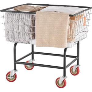 imageVEVOR Wire Laundry Cart 28Bushel Wire Laundry Basket with Wheels 267x217x264 Commercial Basket Cart Steel Frame with Chrome Finish 4quot Casters28 Bushel267x217x264