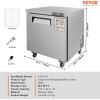 imageVEVOR 28quot W Commercial Refrigerator Undercounter Worktop Refrigerator 74 Cu Ft Thick Stainless Steel Refrigerated Food Prep Station Fan Cooling Single Door Worktop Fridge with lock for Bar28W Worktop Refrigerator