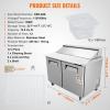 imageVEVOR 48quot W Commercial Refrigerator 1285 Cu Ft Sandwich ampamp Salad Prep Table Fridge 12 Pans Mega Top Food Prep Station for Restaurant Snack Bar Food Truck Thick Stainless Steel Counter 2 Doors