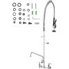 imageVEVOR Commercial Faucet with PreRinse Sprayer 21quot Height 8quot Center 12quot Swing Spout Wall Mount Kitchen Sink Faucet Brass Constructed Device with Pull Down Spray for 123 Compartment Sink47inch