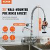imageVEVOR Commercial Faucet with PreRinse Sprayer 21quot Height 8quot Center 12quot Swing Spout Wall Mount Kitchen Sink Faucet Brass Constructed Device with Pull Down Spray for 123 Compartment Sink25inch