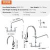 imageVEVOR Commercial Faucet with PreRinse Sprayer 21quot Height 8quot Center 12quot Swing Spout Wall Mount Kitchen Sink Faucet Brass Constructed Device with Pull Down Spray for 123 Compartment Sink21inch
