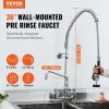 imageVEVOR Commercial Faucet with PreRinse Sprayer 21quot Height 8quot Center 12quot Swing Spout Wall Mount Kitchen Sink Faucet Brass Constructed Device with Pull Down Spray for 123 Compartment Sink36inch