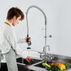 imageVEVOR Commercial Faucet with PreRinse Sprayer 21quot Height 8quot Center 12quot Swing Spout Wall Mount Kitchen Sink Faucet Brass Constructed Device with Pull Down Spray for 123 Compartment Sink44inch