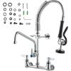 imageVEVOR Commercial Faucet with PreRinse Sprayer 21quot Height 8quot Center 12quot Swing Spout Wall Mount Kitchen Sink Faucet Brass Constructed Device with Pull Down Spray for 123 Compartment Sink21inch