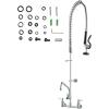 imageVEVOR Commercial Faucet with PreRinse Sprayer 21quot Height 8quot Center 12quot Swing Spout Wall Mount Kitchen Sink Faucet Brass Constructed Device with Pull Down Spray for 123 Compartment Sink44inch