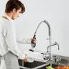 imageVEVOR Commercial Faucet with PreRinse Sprayer 21quot Height 8quot Center 12quot Swing Spout Wall Mount Kitchen Sink Faucet Brass Constructed Device with Pull Down Spray for 123 Compartment Sink25inch