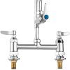 imageVEVOR Commercial Faucet with PreRinse Sprayer 21quot Height 8quot Center 12quot Swing Spout Wall Mount Kitchen Sink Faucet Brass Constructed Device with Pull Down Spray for 123 Compartment Sink26inch