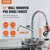 imageVEVOR Commercial Faucet with PreRinse Sprayer 21quot Height 8quot Center 12quot Swing Spout Wall Mount Kitchen Sink Faucet Brass Constructed Device with Pull Down Spray for 123 Compartment Sink21inch