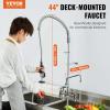 imageVEVOR Commercial Faucet with PreRinse Sprayer 21quot Height 8quot Center 12quot Swing Spout Wall Mount Kitchen Sink Faucet Brass Constructed Device with Pull Down Spray for 123 Compartment Sink44inch