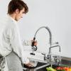 imageVEVOR Commercial Faucet with PreRinse Sprayer 21quot Height 8quot Center 12quot Swing Spout Wall Mount Kitchen Sink Faucet Brass Constructed Device with Pull Down Spray for 123 Compartment Sink21inch