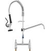 imageVEVOR Commercial Faucet with PreRinse Sprayer 21quot Height 8quot Center 12quot Swing Spout Wall Mount Kitchen Sink Faucet Brass Constructed Device with Pull Down Spray for 123 Compartment Sink26inch