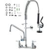imageVEVOR Commercial Faucet with PreRinse Sprayer 21quot Height 8quot Center 12quot Swing Spout Wall Mount Kitchen Sink Faucet Brass Constructed Device with Pull Down Spray for 123 Compartment Sink25inch