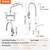 imageVEVOR Commercial Faucet with PreRinse Sprayer 21quot Height 8quot Center 12quot Swing Spout Wall Mount Kitchen Sink Faucet Brass Constructed Device with Pull Down Spray for 123 Compartment Sink44inch
